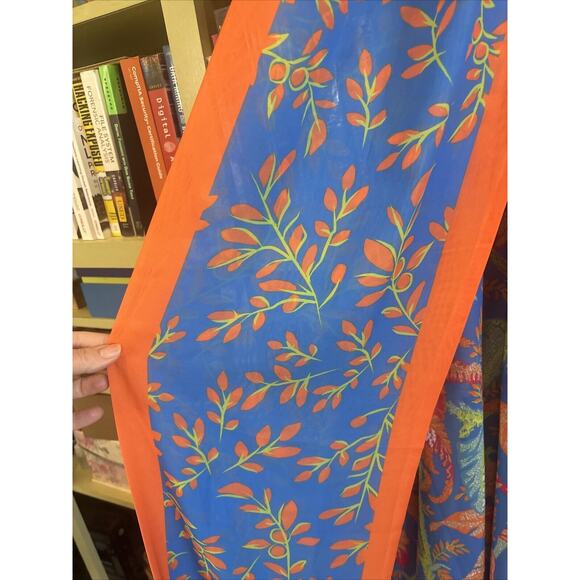 Gretchen Scott Button Up Maxi Dress Tropical Cruise M 8 10 Floral Blue Orange - Picture 3 of 5